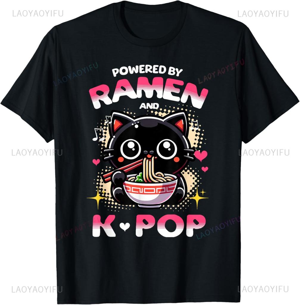 Powered By Raunisex And K Pop Funny Anime Korean Music Unisexga Tshirt Custom Printed Graphic T Shirts Kawayi Vintage Clothes
