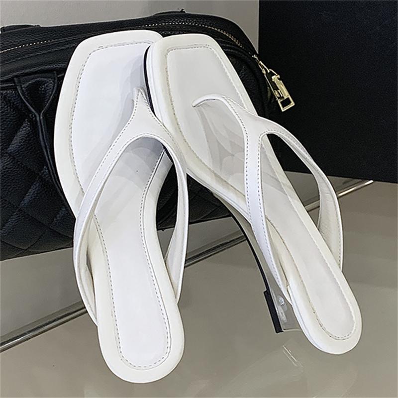 

Eilyken 2026 Summer Fashion Design Square Clip Toe Women Slippers Wedges Low Heels Sandals Flip Flops Slide Shoes Zapatos Mujer 35 белый