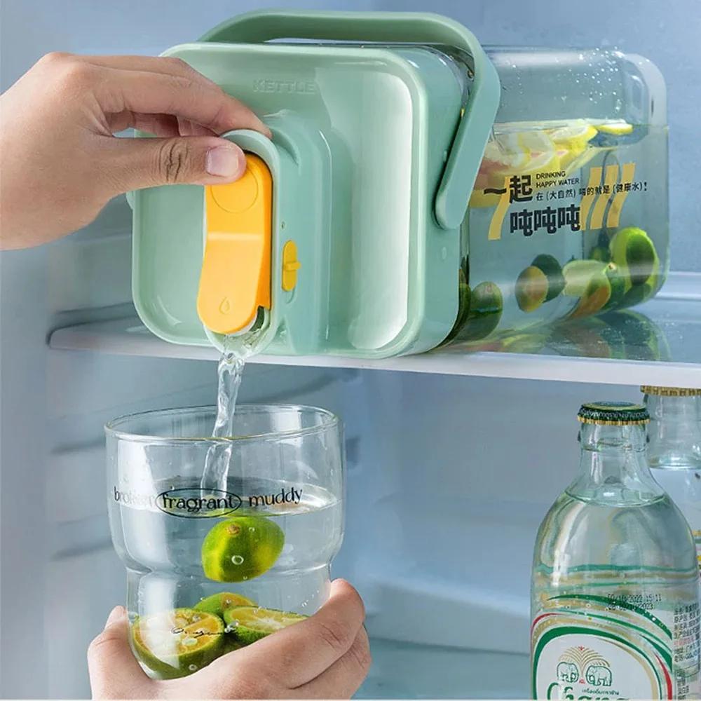 Fashion Cold Water Pitcher Large Capacity Outdoor Picnics Lemonade Juice Bottles Cold Kettle with Faucet Iced Beverage Dispenser