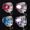 Jewelry Copper Bottom Gold-Plated Simulation Color Treasure Bird'S Nest Cut Corundum Egg-Shaped Ring Female 12 * 16