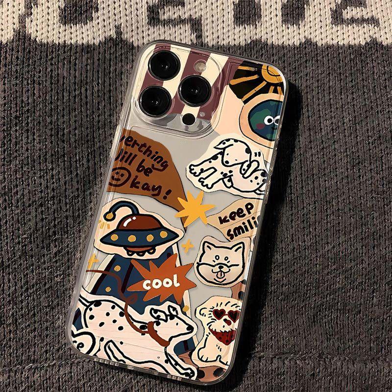 Retro dog for iPhone17promax space phone case Apple 16 transparent 14/13 fine hole 15