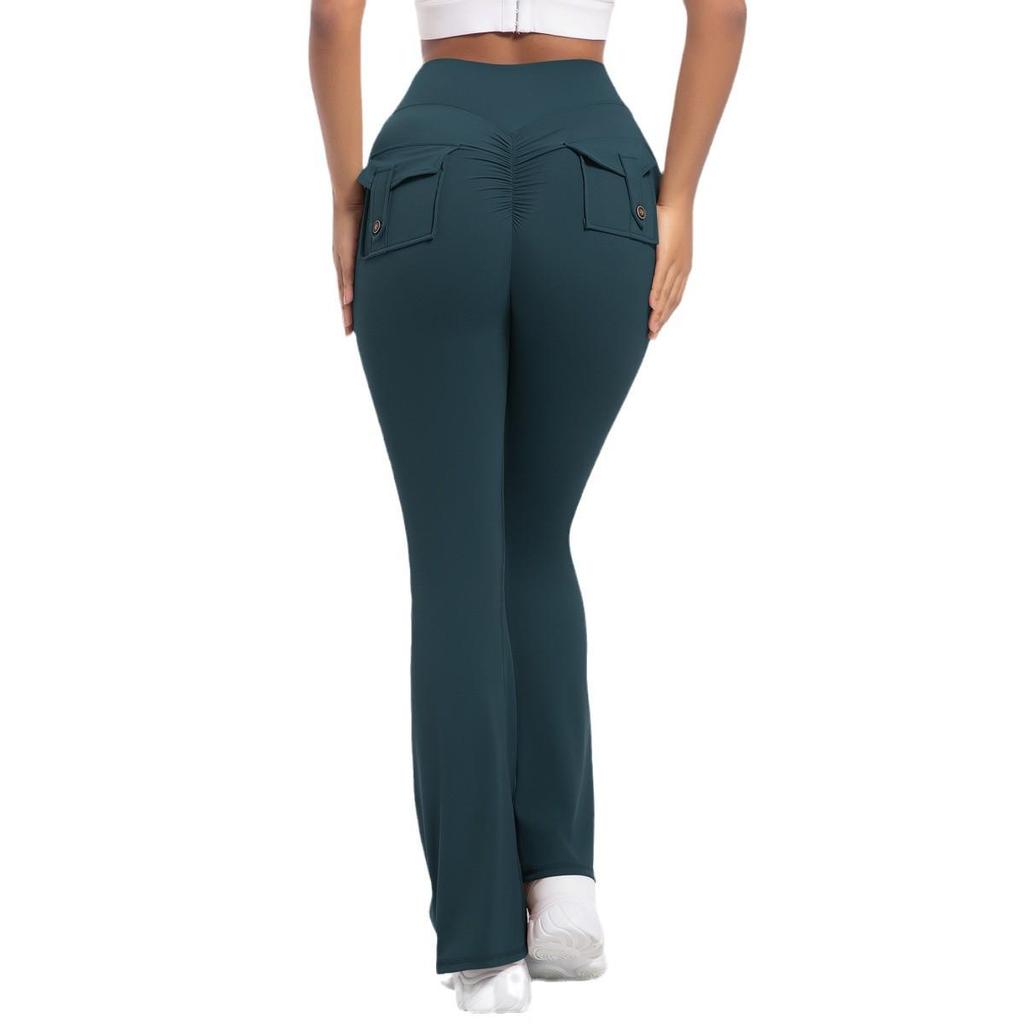 European-American High Waist Elastic Peach Butt Leggings - Quick-Dry Yoga, Running & Fitness Pants with Hip Lifting Button.