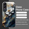 Elegant Lotus Artistic Flower Pattern Tempered Glass Phone Case for Oneplus 13 R 12 11 10 9 Nord CE4 3 2 Lite ACE3 Pro 5G Cover
