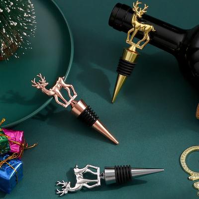 1pc Elk Wine Stopper Expanding Beverage Bottle Stopper Preservation Red Wine Cork Metal Bottle Champagne Stopper Bar Accessories