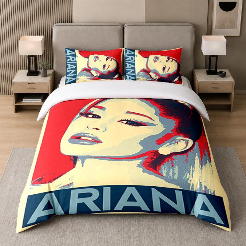 3Pcs Bed Set,Ariana Grande 1 Duvet Cover and 2 Pillowcases, Printed Bedding Decor For Guest Room