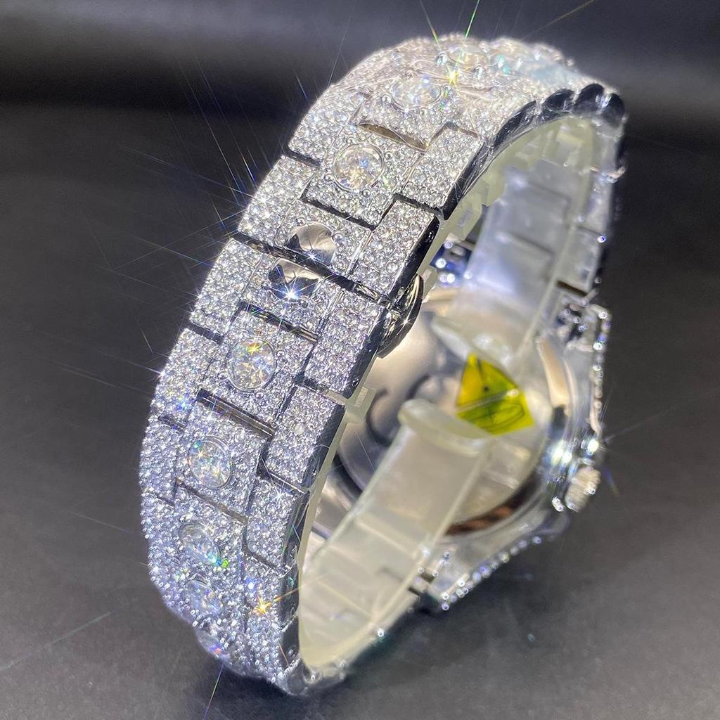 Fashion Lced Out Gold Mens Watch Luxury Calendar Waterproof Watches For Man Hip Hop Big Diamond Wristwatch