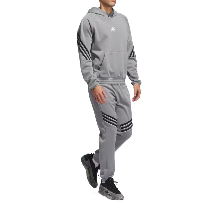 Adidas Select Foundation Fleece Hoodie With Logo Warm Comfortable Breathable Basketball Hoodie Men Hoodies Gray JN2492