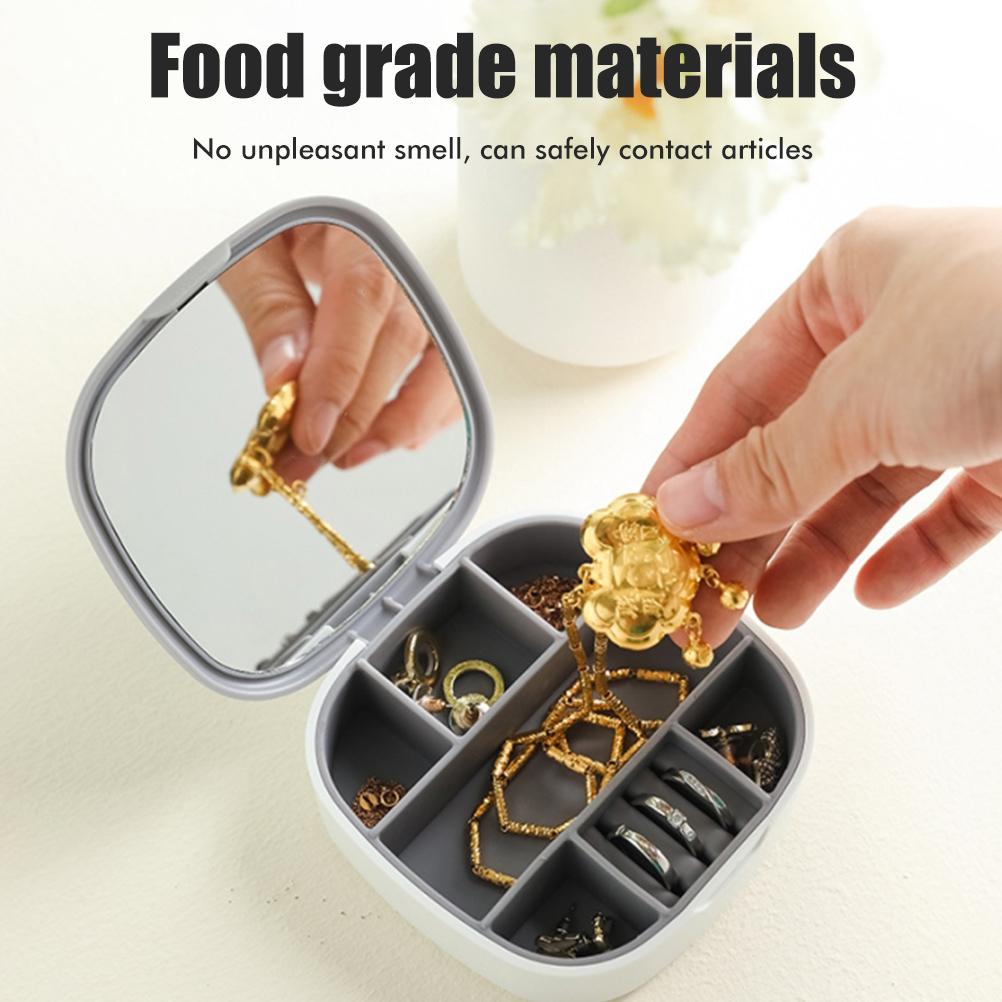 Travel Jewellery Box Portable Small Jewellery Box Organizer with Mirror Mini Jewelry Storage Case for Rings Earrings