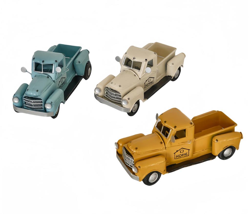 Haverain Truck Miniature Antique Retro Miniature Display Stylish Interior Object Tin-Look Car, Ornament, Figurine, (White)