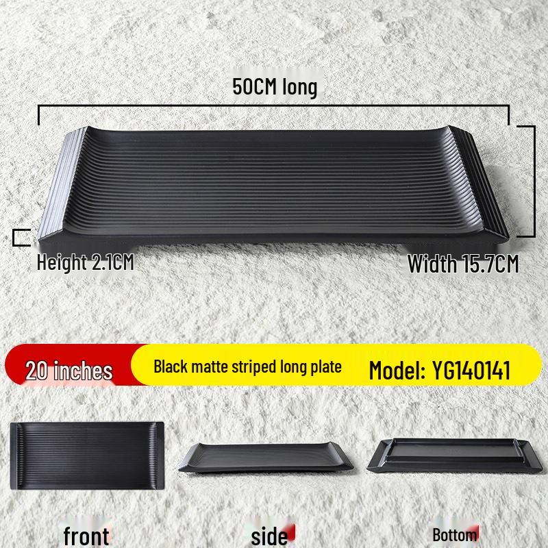 Black Matte Rectangular Japanese Sushi & BBQ Plate