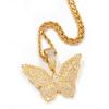 Huitan Bling Butterfly Pendant Necklace Full Paved CZ Sparkling Charm Hyperbole Party Y2K Girls Neck Accessories Fashion Jewelry