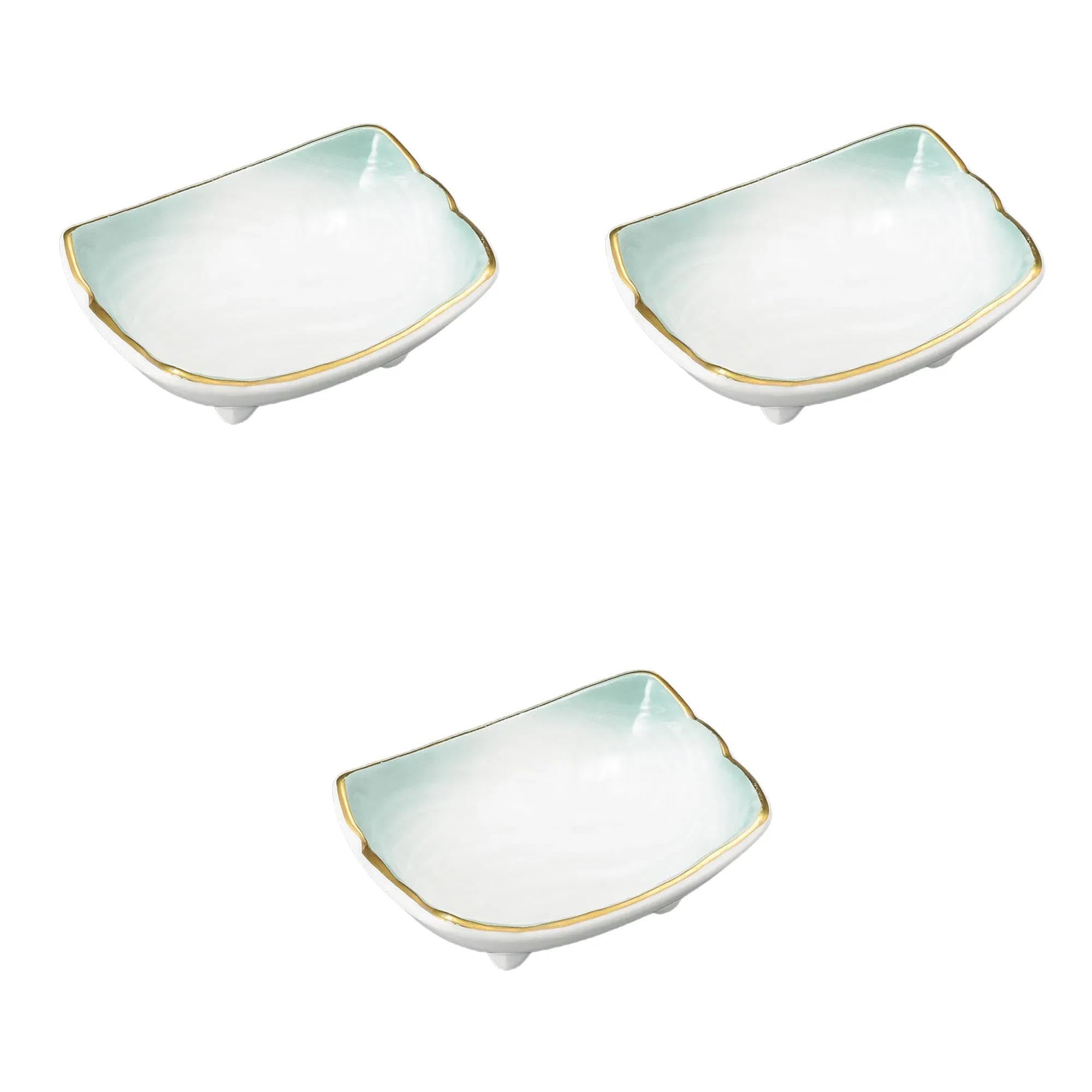 

Набор из 3 прямоугольных маленьких тарелок x x 3 Chiyokyu Reinforced Setomonohonpo Расписанная золотом Hiwa-Blown [9 6,7 см] Фарфор,