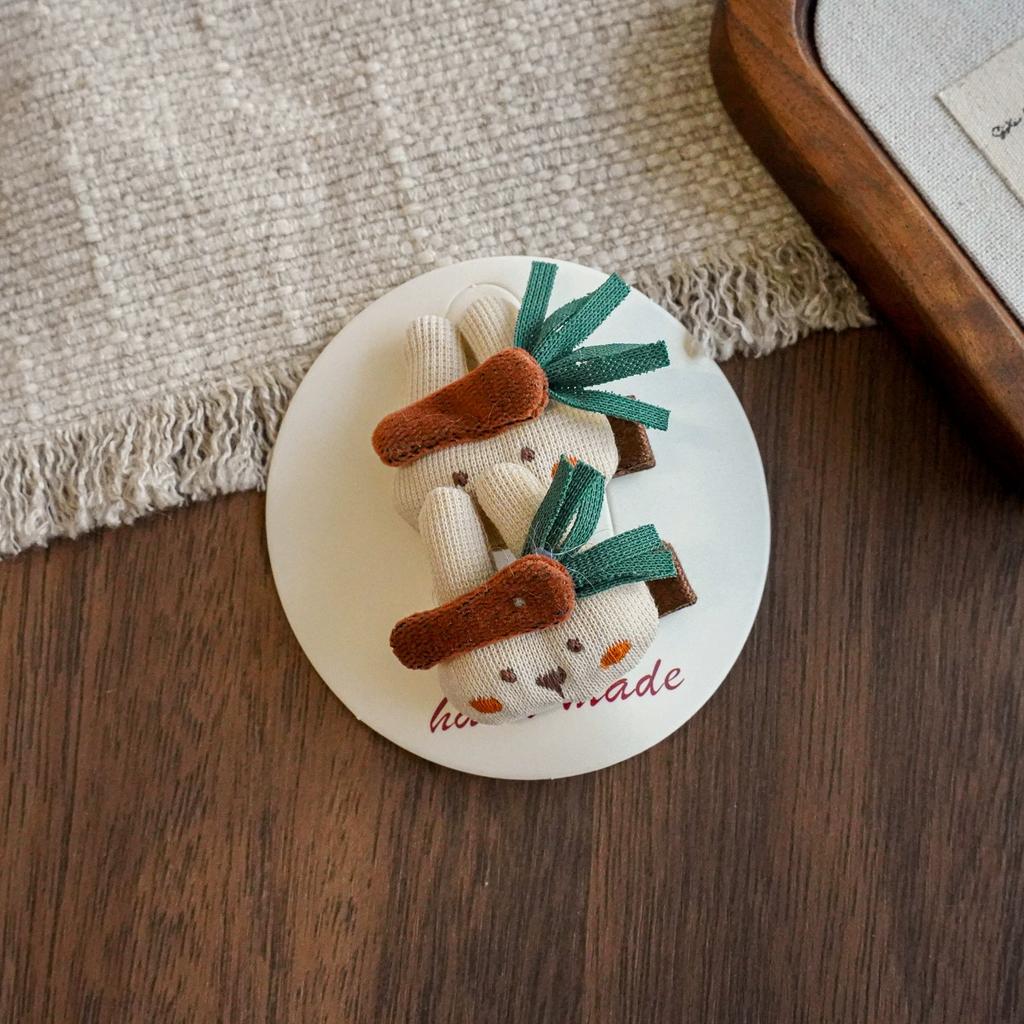 2 Stück Cartoon Haarspangen für Babymädchen Häkel-Haarnadeln Kinder Seitenclip Neugeborenen Haarschmuck Kinder Niedliche Kaninchen Haarspangen