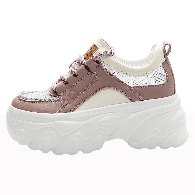 Summer Douyin popular women's shoes 2025 new mesh breathable casual shoes women's inner height increase thick sole dad shoes low top