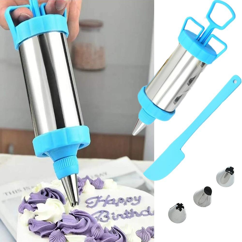 Jeringa para Galletas Prensa de Crema para Pasteles Fabricante DIY Extrusor de Jeringa de Repostería Acero Inoxidable Boquillas de Crema Raspador Accesorios Herramientas de Horneado