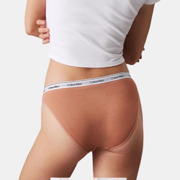 Calvin Klein Letter Waist Mid-Rise Triangle Bikini Underwear Women Underwear Copper-Brown 000QD5044E-PON