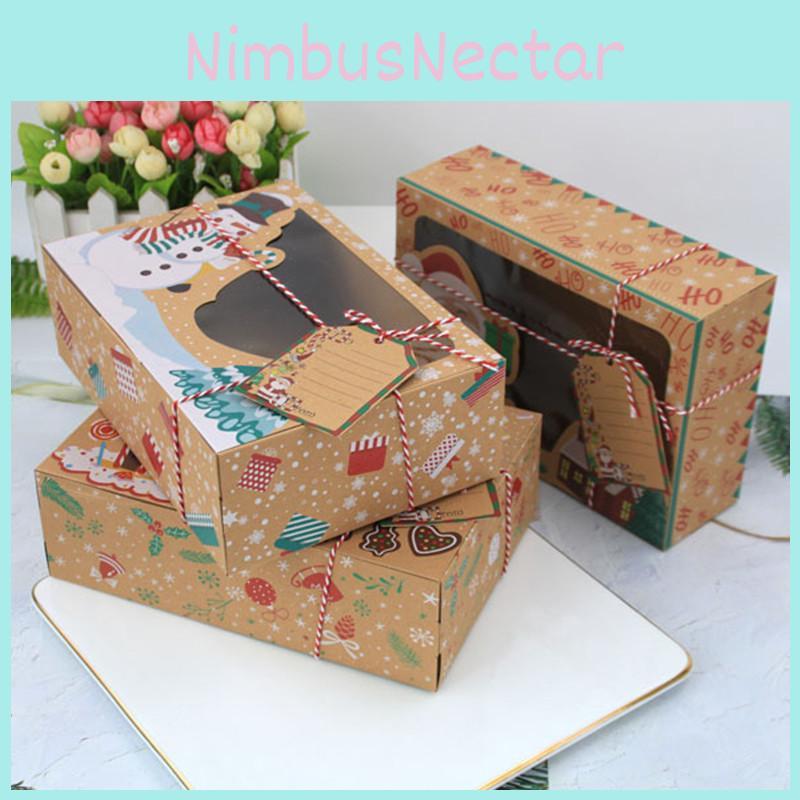 Festive 12pcs Kraft Paper Christmas Gift Candy Cookie Muffin Cake Boxes Ideal For Holiday Treats And Gifts