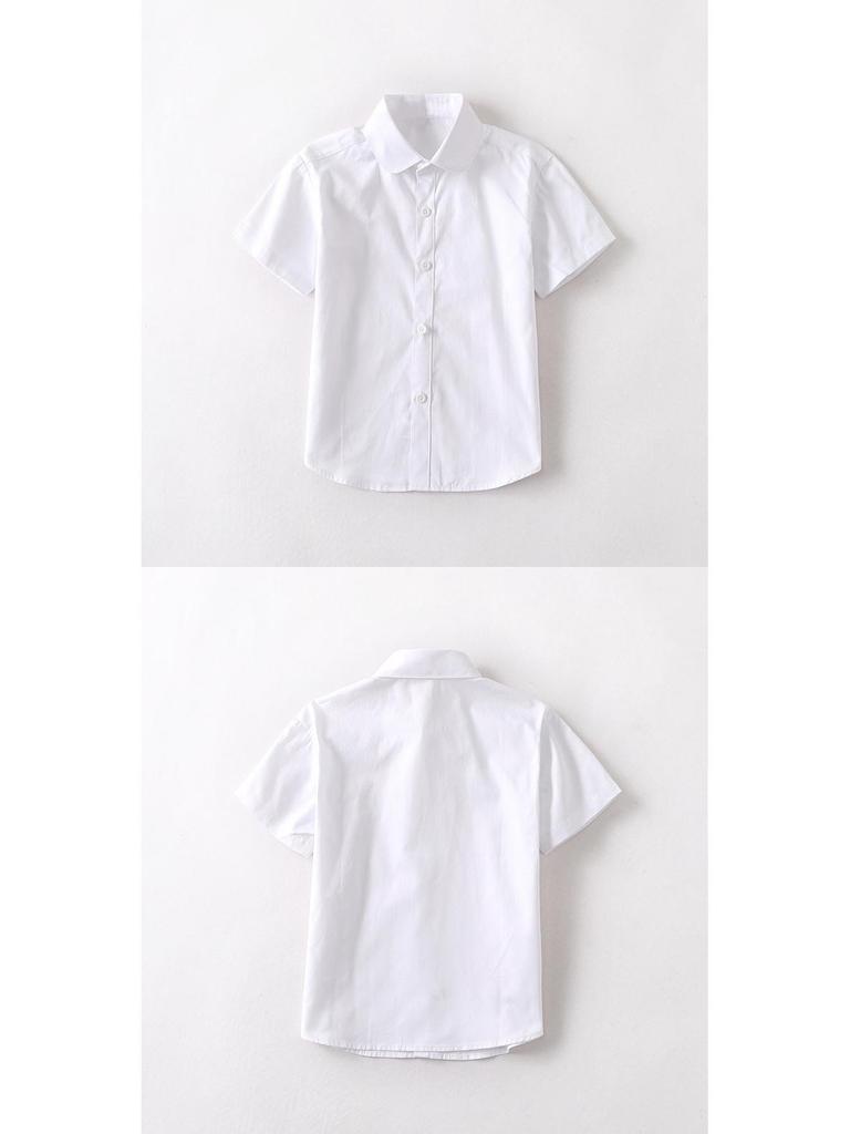 Kinder Kurzarm Weißes Baumwollhemd - Sommer Schuluniform für Jungen und Mädchen