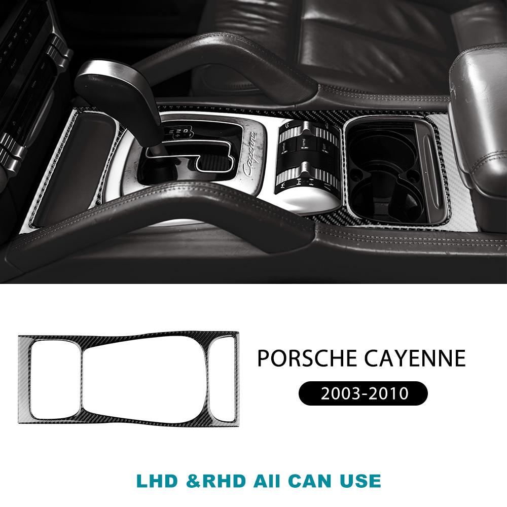 Real Soft Carbon Fiber Sticker For Porsche Cayenne 2003 2004 2005 2006 2007 2008 2009 2010 Gear Shift Panel Interior Accessories