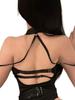 Sexy Bodysuits Mesh Strap Patchwork Halter Neck Leg Ring Hanging Neck Off-The-Shoulder For Women Backless Deep V Sleeveless 8Hqc