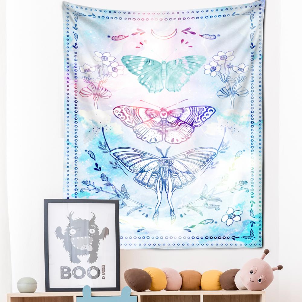 Psychedelic Butterfly Tapestry Wall Hanging Tarot Witchcraft Tapiz Hippie Bohemian Style Mysterious Aesthetics Room Home Decor