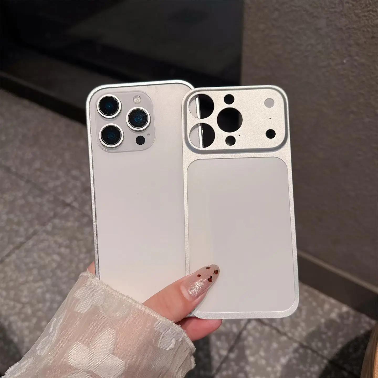 

Чехол-бампер из алюминиевого сплава оригинального цвета для iPhone 16 15 14 13 Pro Max Задняя панель Задняя Задний Защитная пленка Изменить на 17 iPhone 13 Pro