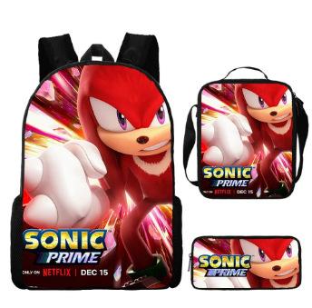 Sonic Backpack, Primary And Secondary School Students Schoolbag, Messenger Bag, Pencil Bag Three-Piece Set