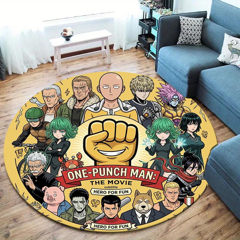 Onepunch Man Round Area Rug Carpet Rug For Living Room Bedroom Sofa Playroom Decor Nonslip Floor Mat