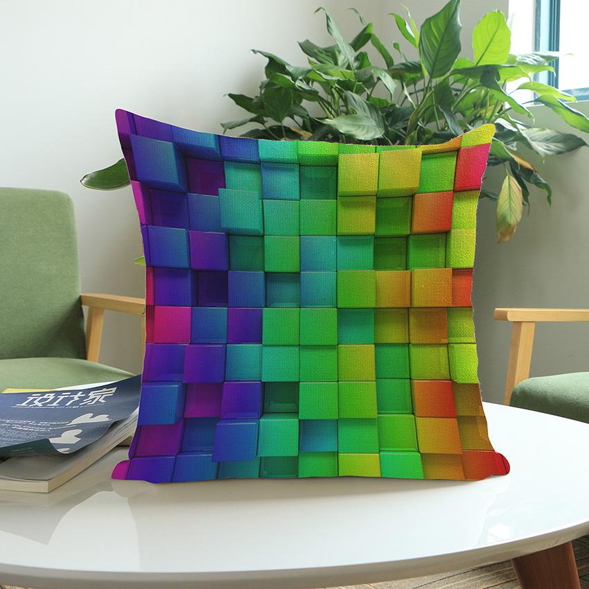 Colorful Geometrics Cubes Spots Home Decor Pillows Sofa Decorative Cushion Cover Modern Rotating Geometric Movement Pillow Cases