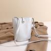 IELGY Pearl Silver High-End Soft Leather Cross-Body All-Match Simple Ladies Mobile Phone Bag