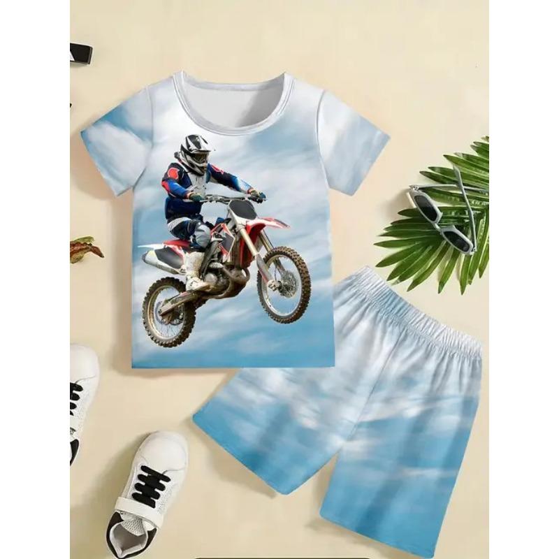 

Летний новый модный повседневный удобный детский мужской костюм крутой красивый 3D комплект с футболкой с коротким рукавом 170