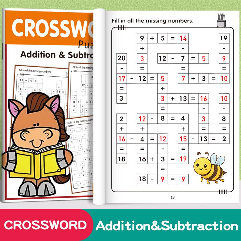 Kids Math Workbook Fun Cartoon Early Learning Activity Book Counting Tracing Simple Math Writing Practice Preschool Education