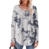 Dame Langermet Tunika Løse Topper Casual Oversized Topper Plissert Tunika Knapper Ned Casual Dame Print Topper