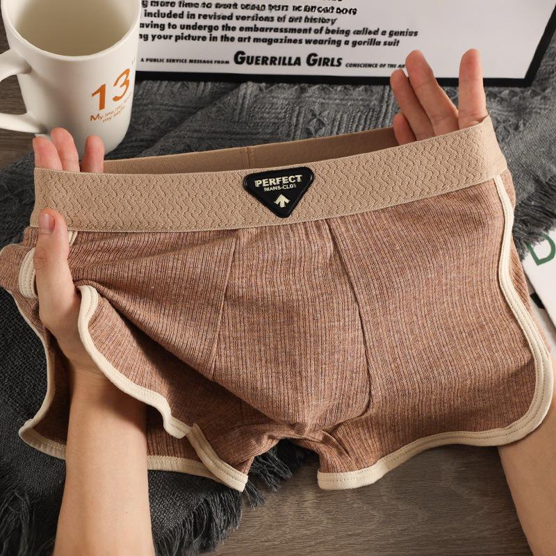 Men's Spring and Summer Personality Fashion Print Pure Color Cotton 10A Antibacterial Breathable Flat Angle Underwear