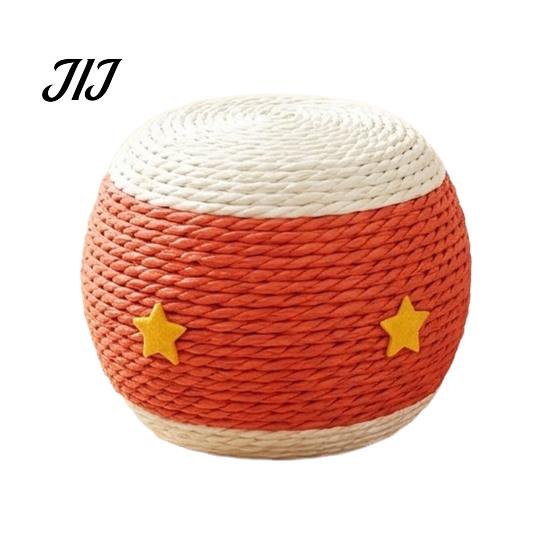 Kitten Hunting Training Ball Cat Scratching Ball, Drum Shaped Paper Rope Interactive Rolling for Indoor Cats To Scratch, Pat, Bite Pet Toys