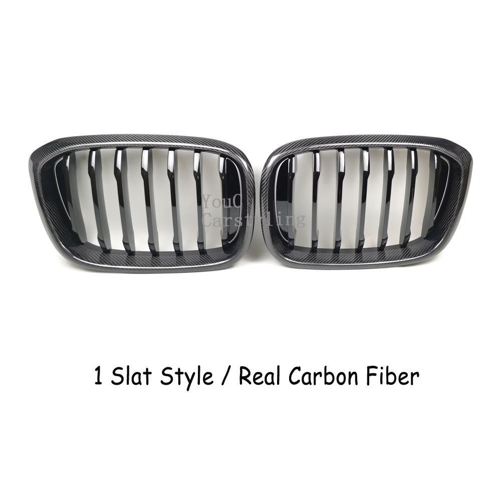 Real Carbon Fiber + ABS Gloss Black Grill for BMW X3 G01 & X4 G02 Pre-Lci 2018-2021 Replacement Front Kidney Grille Mesh 1 Slat Carbon Fiber