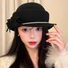 Women’s Hat Bow-tie Black Hat Winterelegant Beret Hepburn Style Elegance Hat