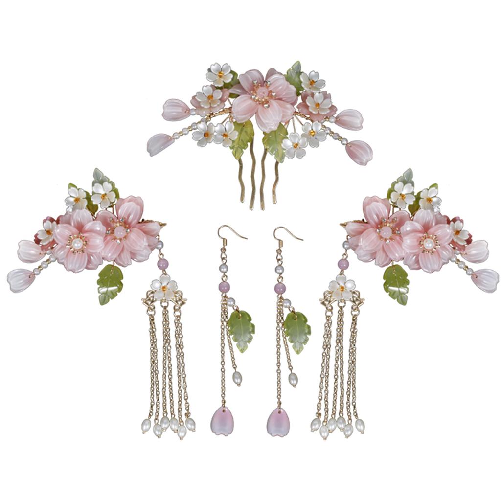 Antyczny Styl Kwiaty Grzebień do Włosów z Chwostami Spinki do Włosów Kobiety Tradycyjne Chińskie Klipsy do Włosów Biżuteria Hanfu Akcesoria do Włosów