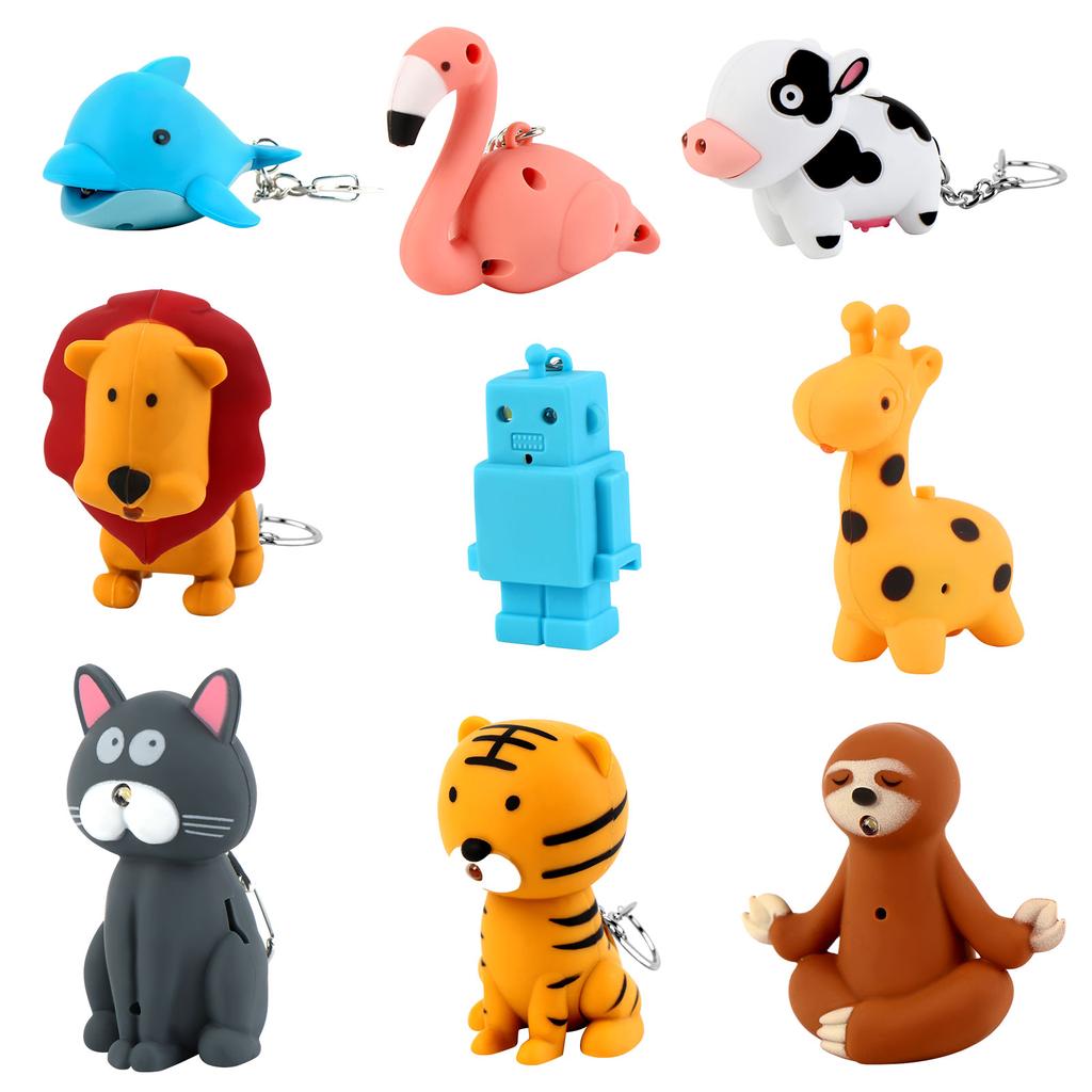 9 Pieces Nurse Flashlight Pediatric Nurse Flashlight Keychain Animal Flashlight Keychain Mini Led Keychain Flashlight