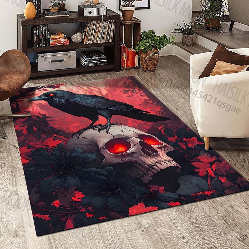 New product Raven skull dark forest Carpet for Living Room Bedroom Bedside Floor Mat Cloakroom Children Playing Mat Area Rug