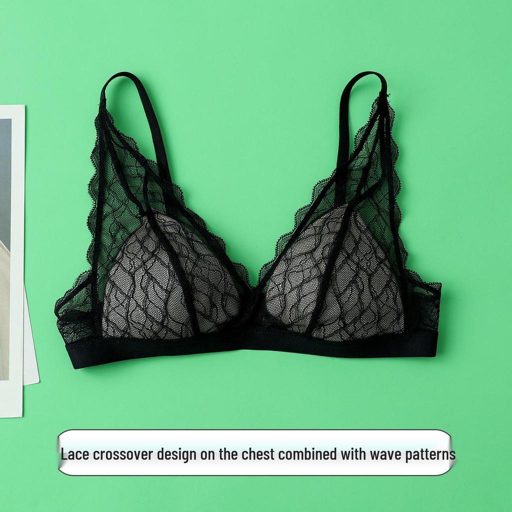 Triangle Cup Lace Wireless Bra - 100% Mulberry Silk, Sexy & Lightweight for Summer