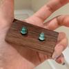 Fresh and natural high ice chalcedony green small gourd earings stud fashion and simple design suitable for daily Zircon gifts
