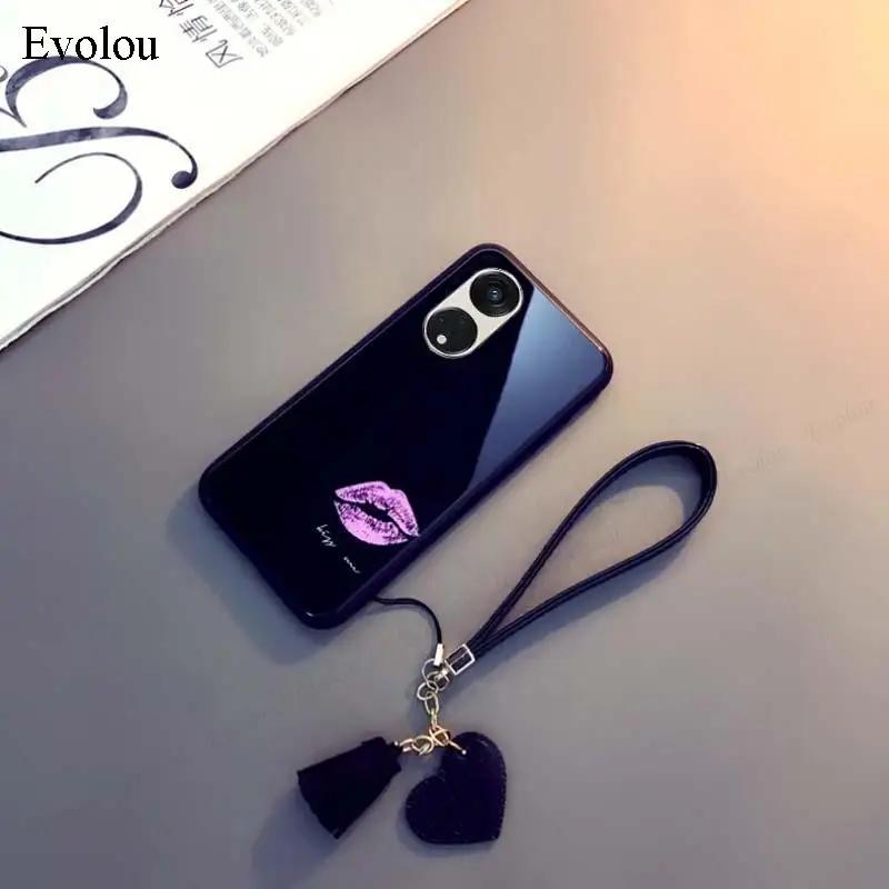 For Honor 600 Lite Tempered Glass Hard Protection Phone Case For Honor 500 Smart Love Heart Pattern Shockproof Back Cover