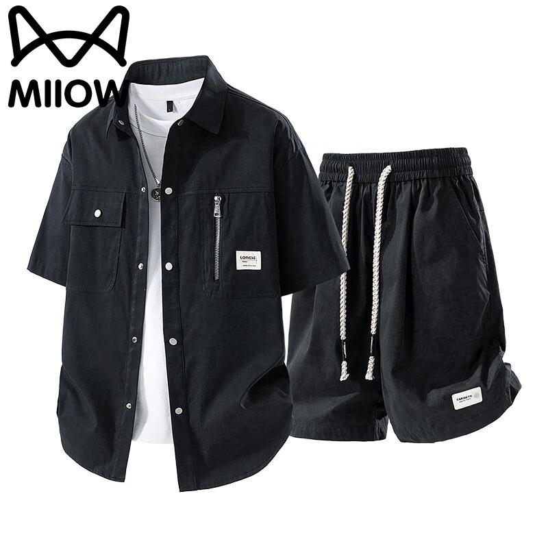 MiiOW Men's Tie-dye Short Sleeve Shirt & Shorts Set
