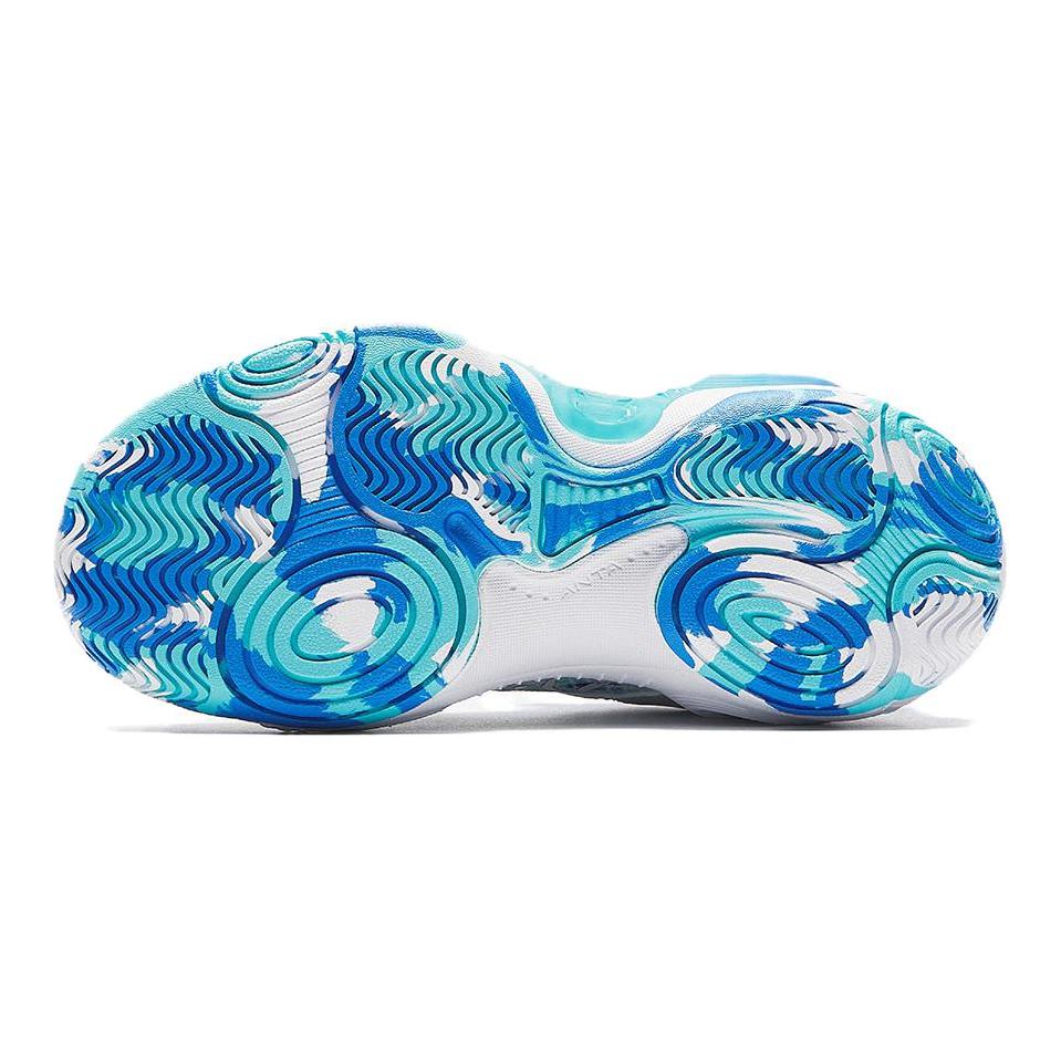 Anta Kids Asymmetrical Comfortable Versatile Non-Slip Wear-Resistant Breathable Low-Top Basketball Shoes Kids Sneaker White Blue 312439951-1