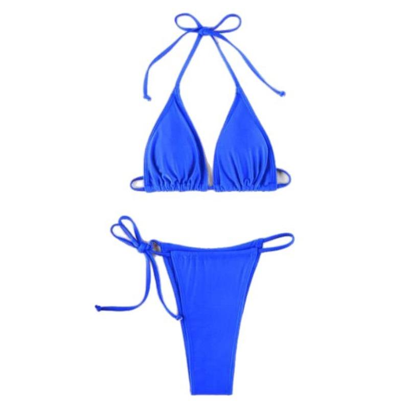 Bikini Triangolo Europeo e Americano con Laccetti al Collo e sulla Schiena Costume da Bagno Diviso Bikini da Spiaggia con Laccetti Laterali Divisi