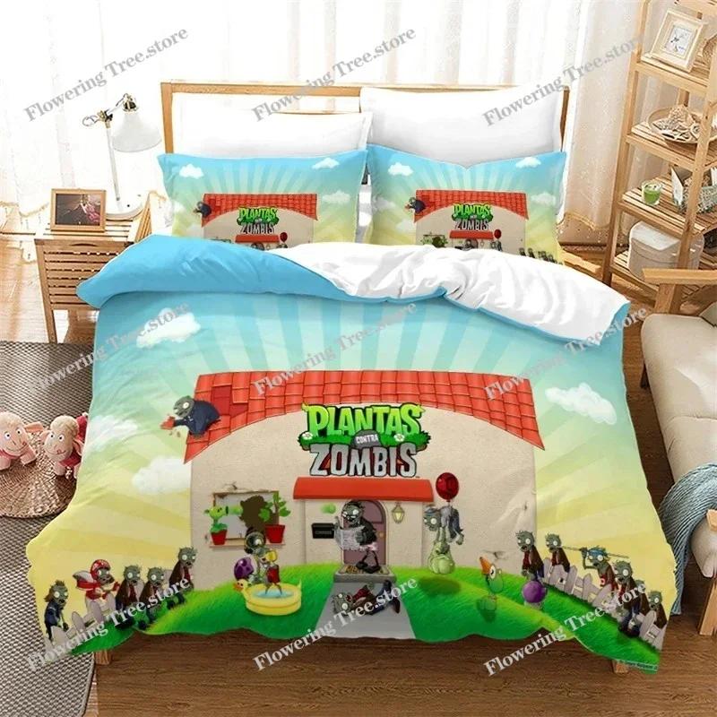 New Plant Zombie Pattern Cartoon Duvet Cover Set Pillowcase Twin Full Queen King 3d Bedding Set Single Double Size Home Textile