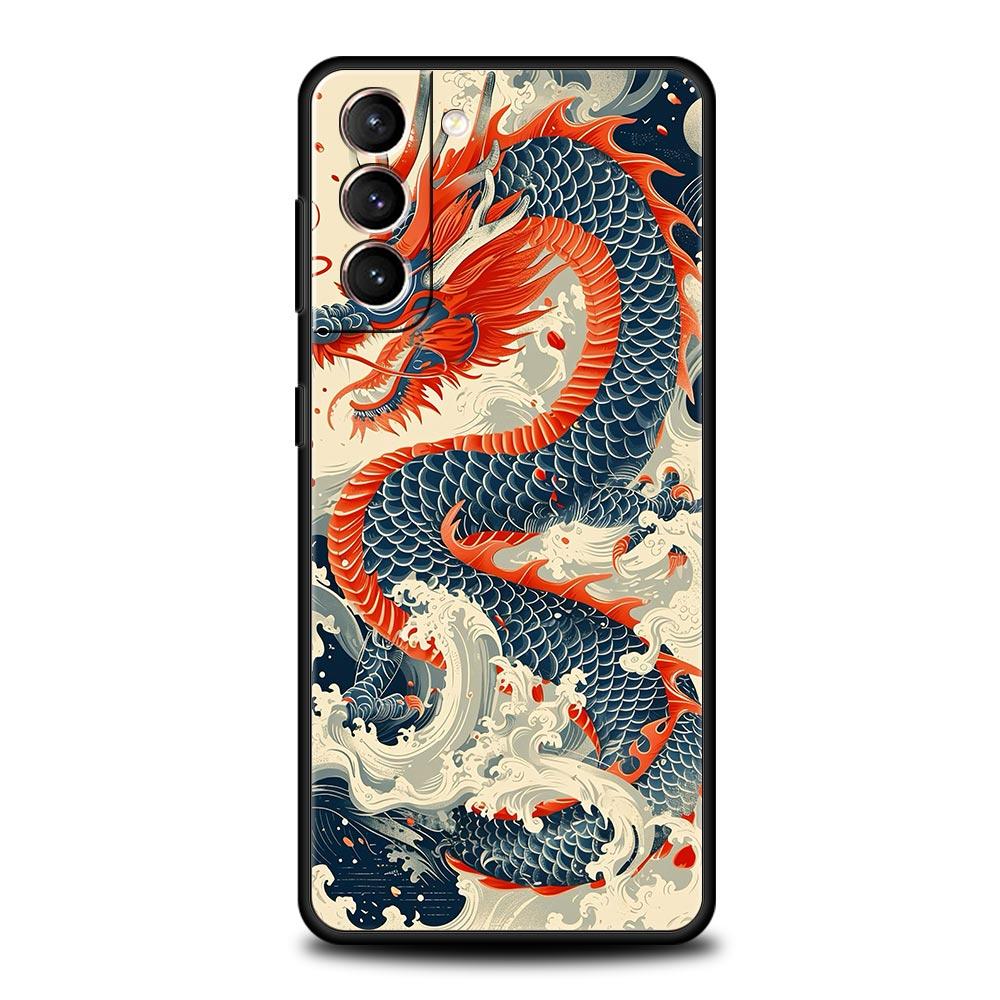 Phone Case For Samsung Galaxy S24 S23 S22 Ultra S20 S21 FE 5G S10 S9 Plus S10E S8 S7 Edge Cover Illusory Color Chinese Dragon