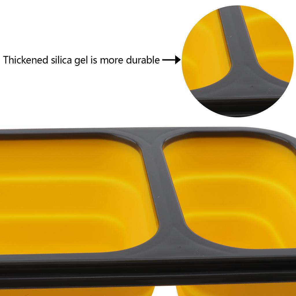 1100 ml leichte, rechteckige Silikon-Lunchbox mit zwei Gittern, skalierbar, faltbar, Bento-Box
