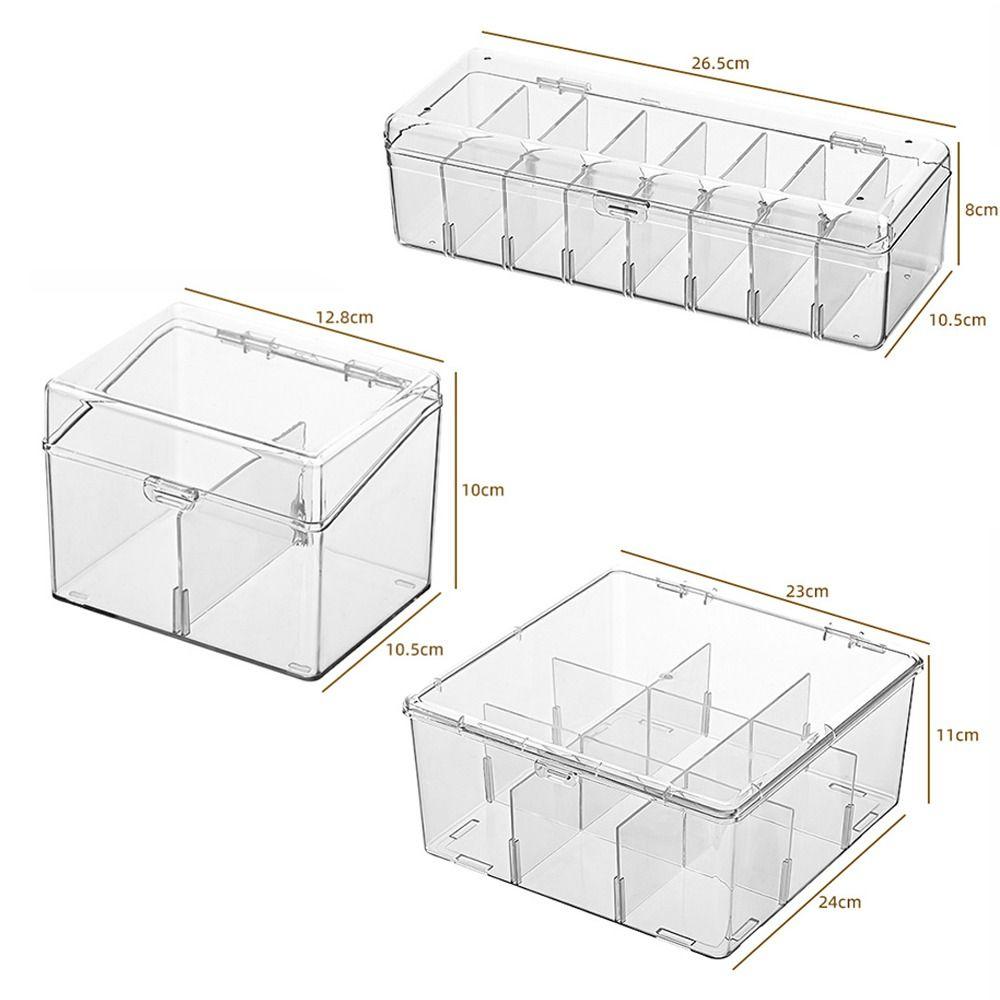 Transparent Acrylic Storage Box Acrylic 2/8/9/12 Grids Clear Display Box Large Capacity Dustproof Cover Photo Card Organizer